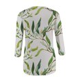 thumbnail image 5 of Impression de Col Rond Individuellement Intelligent en Vrac Femmes Manches 3/4 95% Polyester, 5% Spandex Top (Blanc, S), 5 of 5