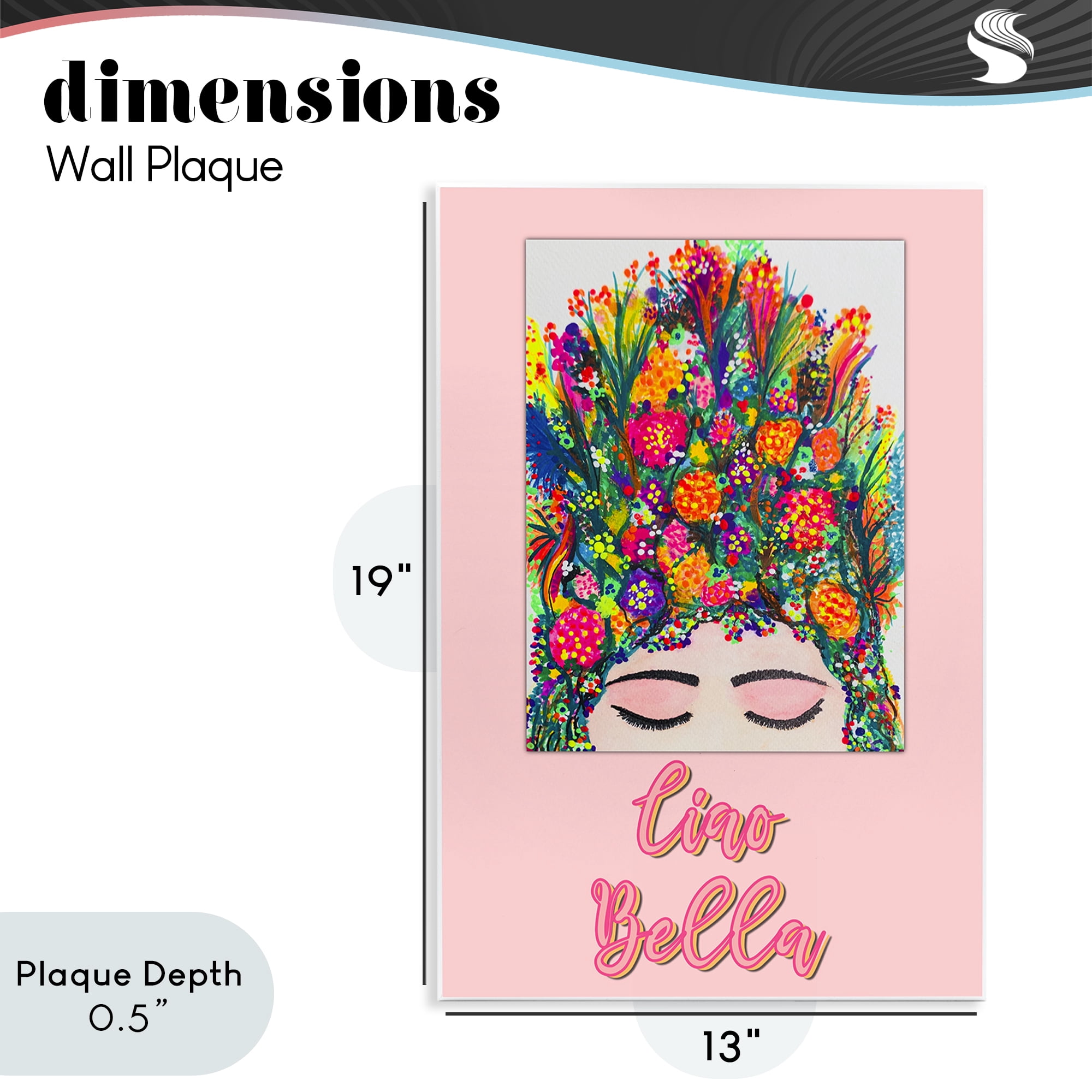 Stupell Industries Ciao Bella Floral Woman Wall Plaque Art, design by Pooja Dave
