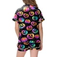 thumbnail image 4 of Leey-World Toddler Halloween Pjs Girls Satin Pajamas Summer Short Sleeve Button Down Silky Nighty PJS 2PCS Sleepwear Set Size 2-13Years Pjs for Girls 2T 3T 4T 5T 6T 7T 8T, 4 of 5