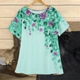 thumbnail image 2 of Nouveaux et Tendance T-Shirts Graphiques Uooqdmx pour Femmes, Chemises en Lin pour Femmes, Mode Plage pour Femmes, Haut Décontracté à Col Rond Imprimé Papillon, Chemises d'Été pour Femmes, Vert S, 2 of 9