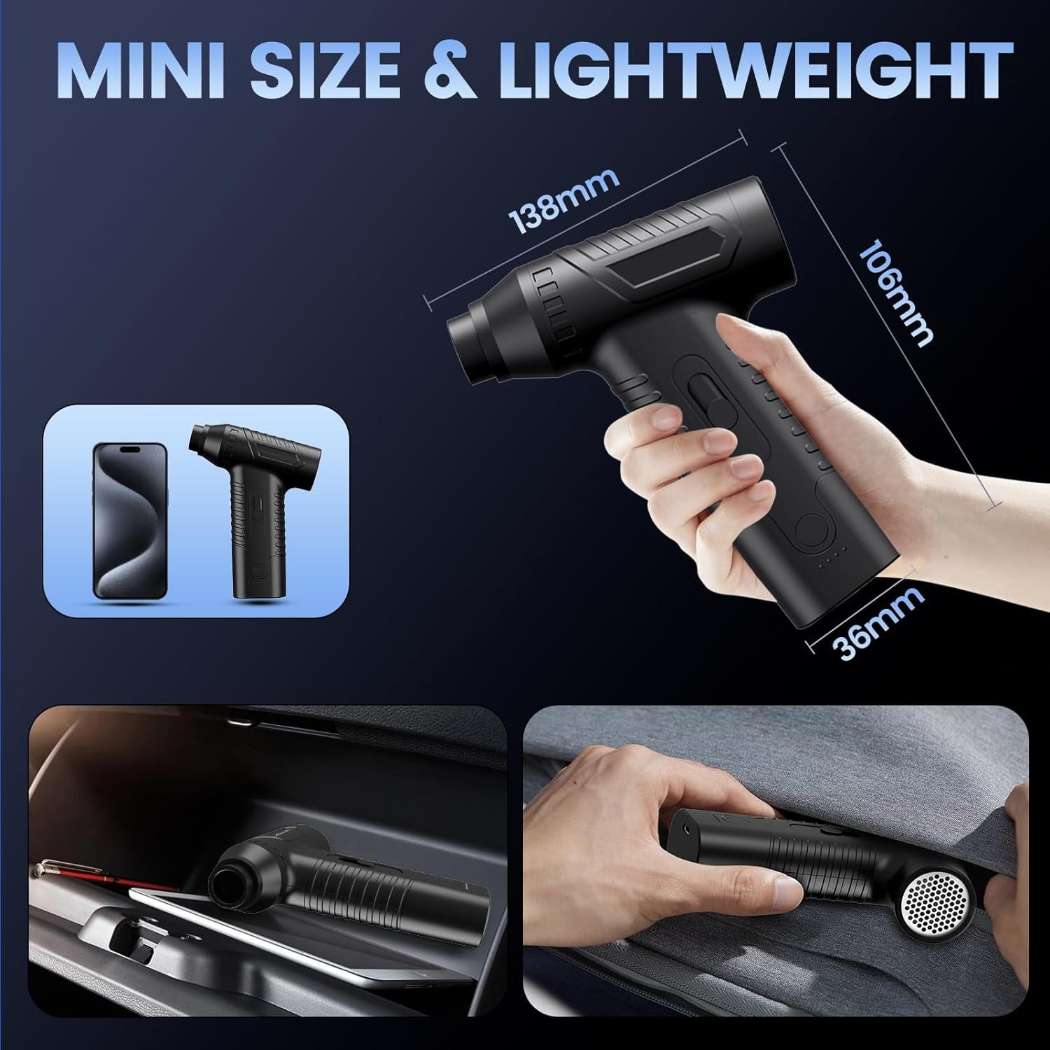 Compressed Air Duster, 300000RPM Electric Air Duster Cordless, Jet Dry Blower, Portable Air Blower, Powerful Replace Compressed Air Can, No Canned Air, for Computer Clean, Keyboard, Car Dry, Home