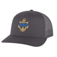 thumbnail image 4 of Classic USN Navy Trucker Hat – Embroidered Gold Anchor with Rope Logo, Patriotic Mesh Snapback Cap (CoyoteBrown), 4 of 9