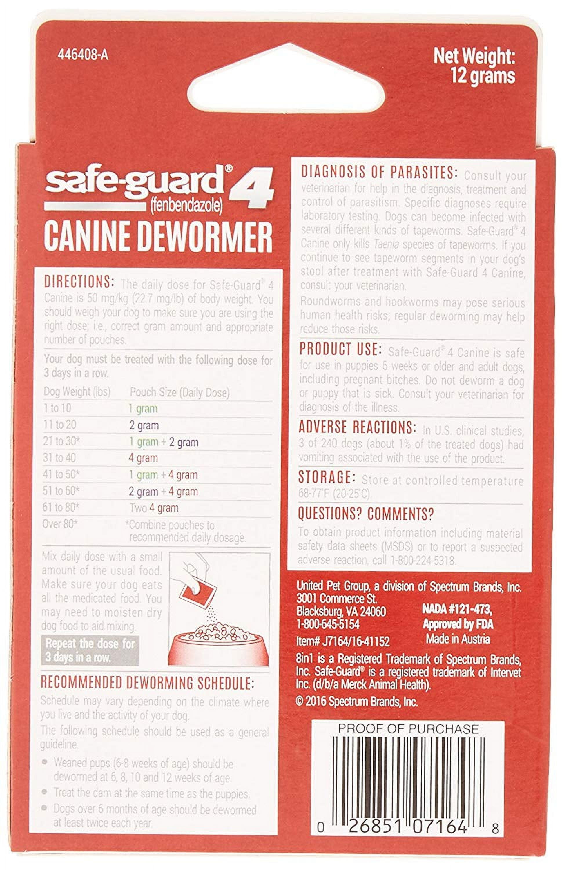 Safeguard 4 sales canine dewormer walmart
