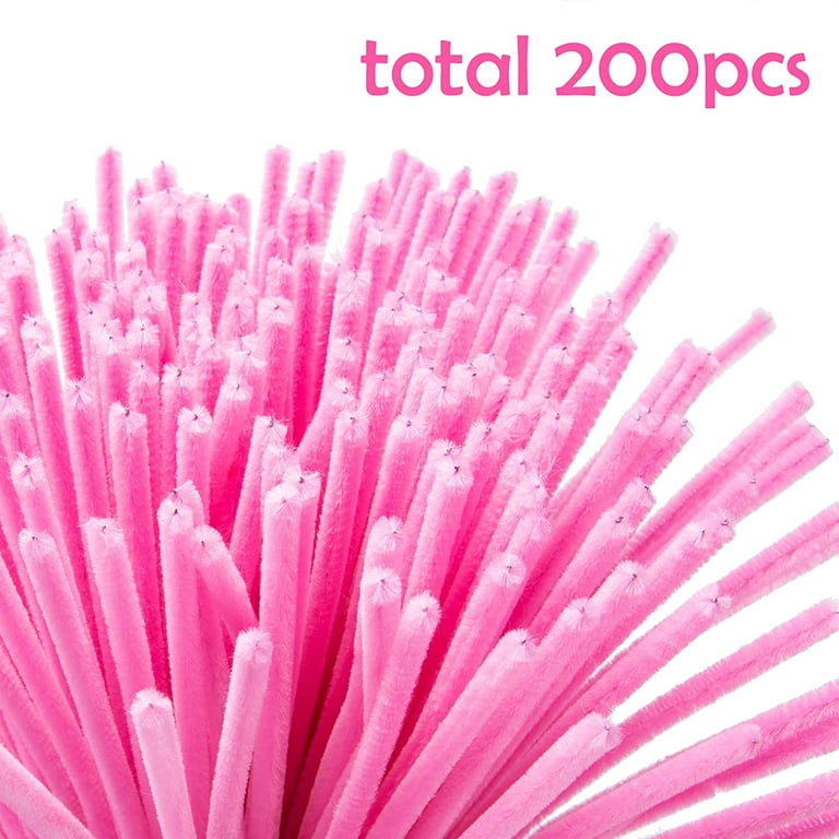 iooleem 200pcs pink pipe cleaners, chenille stems, pipe cleaners for  crafts, pipe cleaner crafts, art and craft supplies.