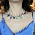 thumbnail image 3 of Gieenan Heart Pendant Choker Chain Chunky Bead Chain Necklace Jewelry Ornament for Women, 3 of 9