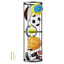 Gamexcel Vertical Ball Storage Rack, Wall-Mounted Garage Sports Equipment Organizer, Soccer, Volley Ball, Football, Basketball Holder, Space-Saving for Garage, Gym, Playroom