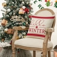 thumbnail image 6 of Sm:)e Merry Christmas Hello Winter Buffalo Plaid Snowflake Red Throw Pillow Cover, 18 x 18 Inch Winter Holiday Cushion Case Decoration for Sofa Couch Set of 4, 6 of 6