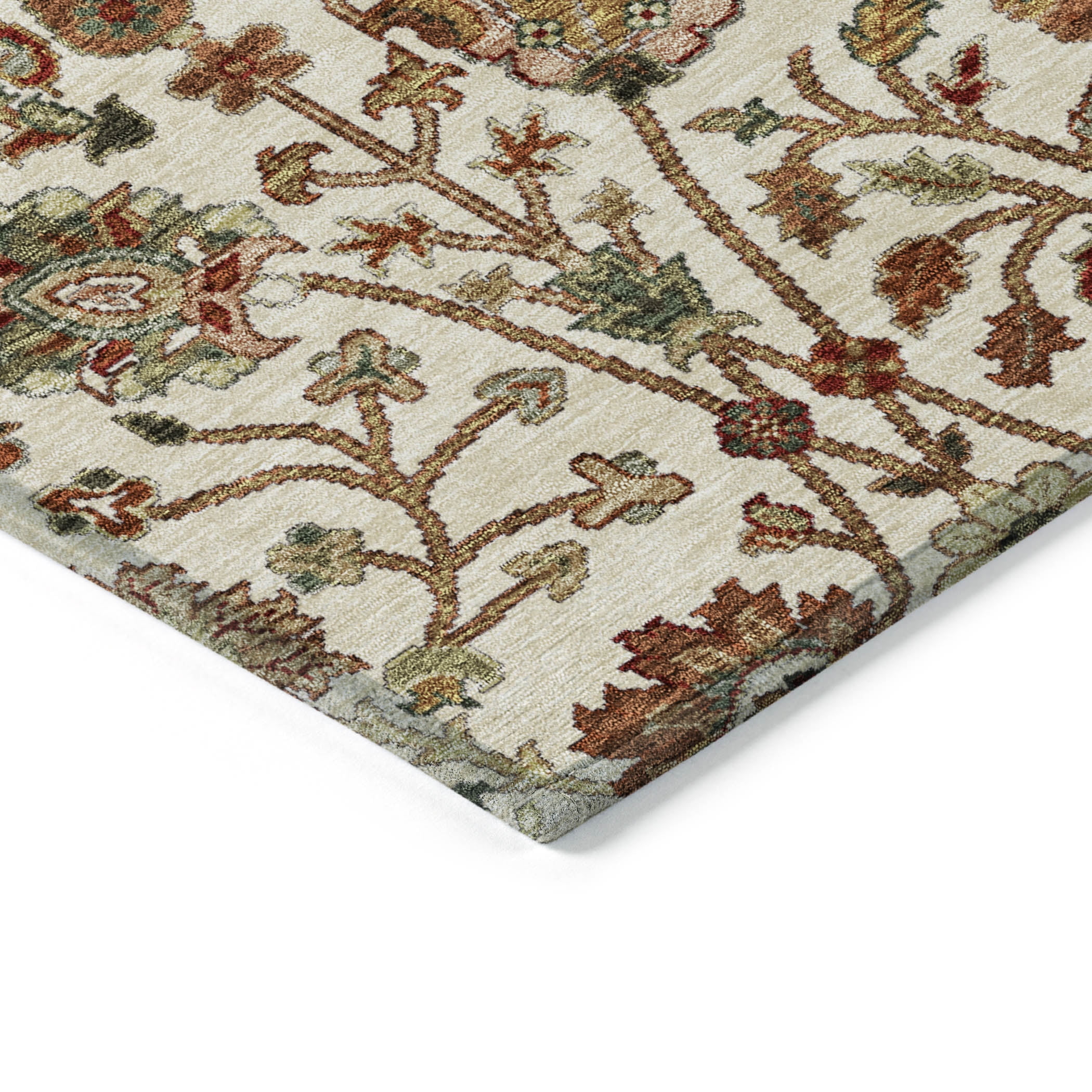 Addison Rugs Chantille Indoor/Outdoor Transitional Floral Ivory Washable Rectangle Rug, 9' x 12'