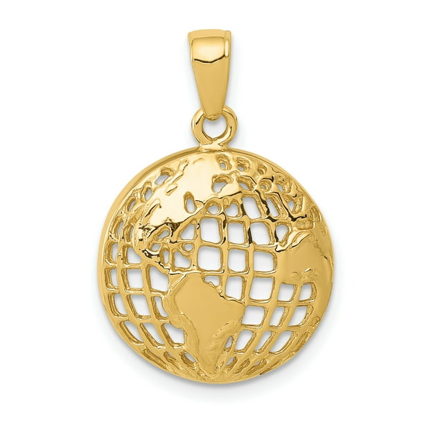 IceCarats 14k Yellow Gold Globe Pendant Charm Necklace Travel Transportation Man For Dad Mens