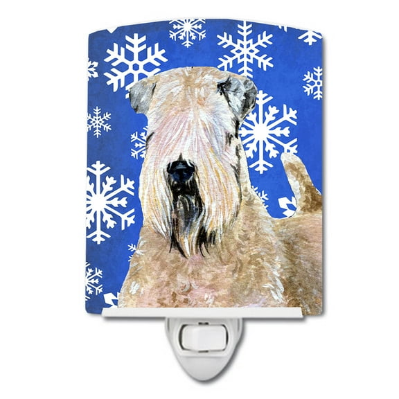 Caroline's Treasures SS4631CNL Wheaten Terrier Soft Coated Winter Snowflakes Holiday Ceramic Night Light, 6x4x3",
