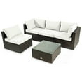 thumbnail image 1 of Patiojoy 5PCS Rattan Patio Furniture Set Cushioned Sofa Chair Coffee Table Set Easy Assemble White, 1 of 10