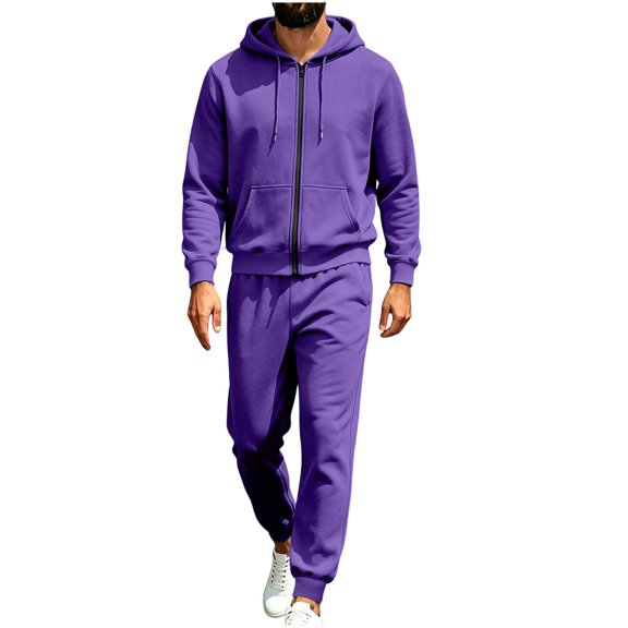Eiyaclvo Mens Sweatsuits 2 Piece Set Zip Up Hoodie and Jogger Sweatpants Fall Winter Outfits Workout Athletic Tracksuits