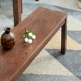 thumbnail image 3 of GZXS Solid Oak Wood Bench, 47.24" Rustic Farmhouse Entryway Bench with Straight Legs, Heavy Duty Dining Bench for Kitchen, Living Room, Hallway, End of Bed, Walnut, 3 of 7