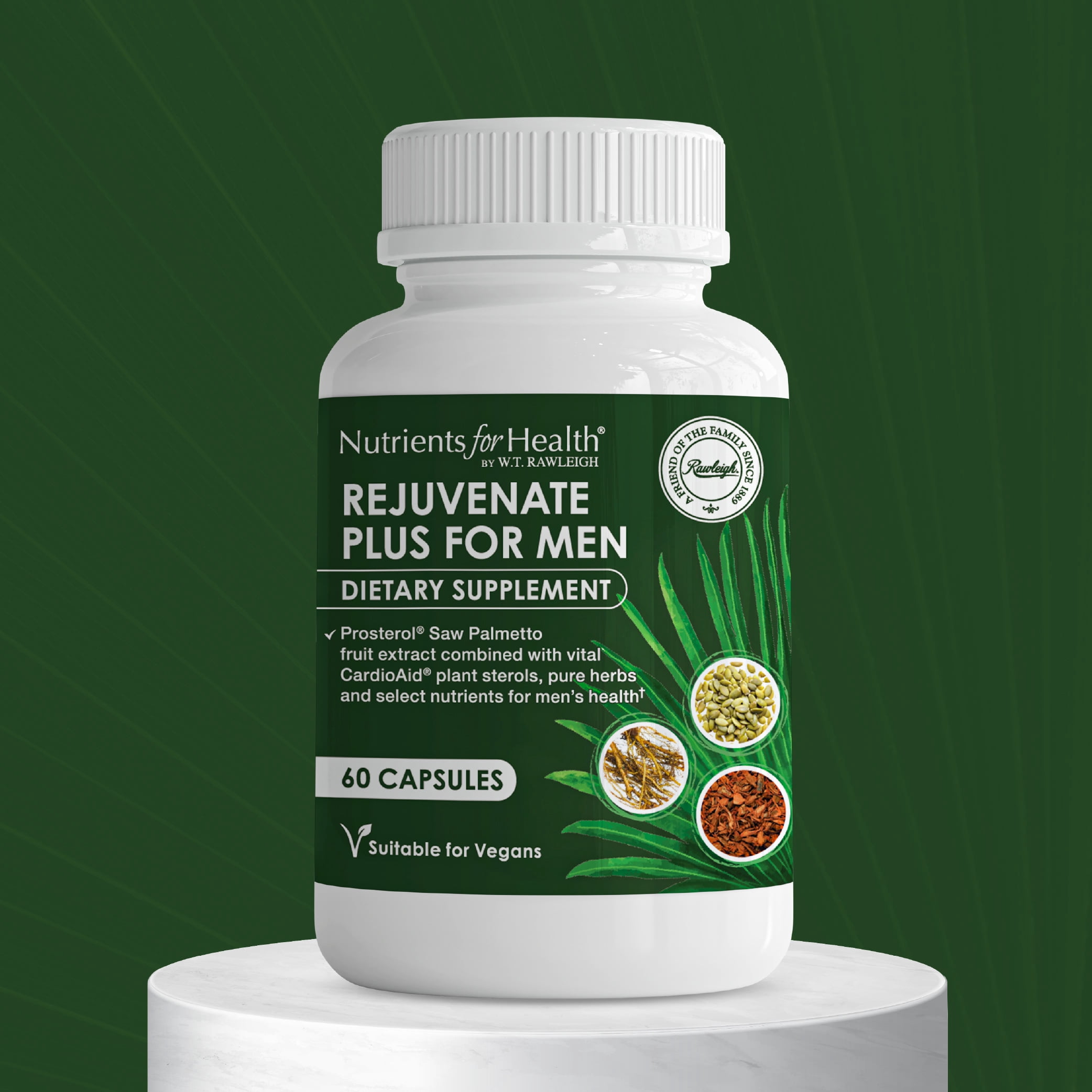 Rawleigh Rejuvenate Plus for Men Capsules with Saw Palmetto for Urinary Health, 60 Count