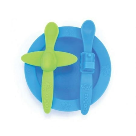 oogaa Baby Mealtime Set - Easy Clean, Baby Safe - Blue and Green