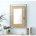 thumbnail image 6 of LuxenHome Rustic Wood with Gold Metal Open Frame 31.89" H x 24.02" Rectangular Wall Mirror, Accent and Vanity, 6 of 7