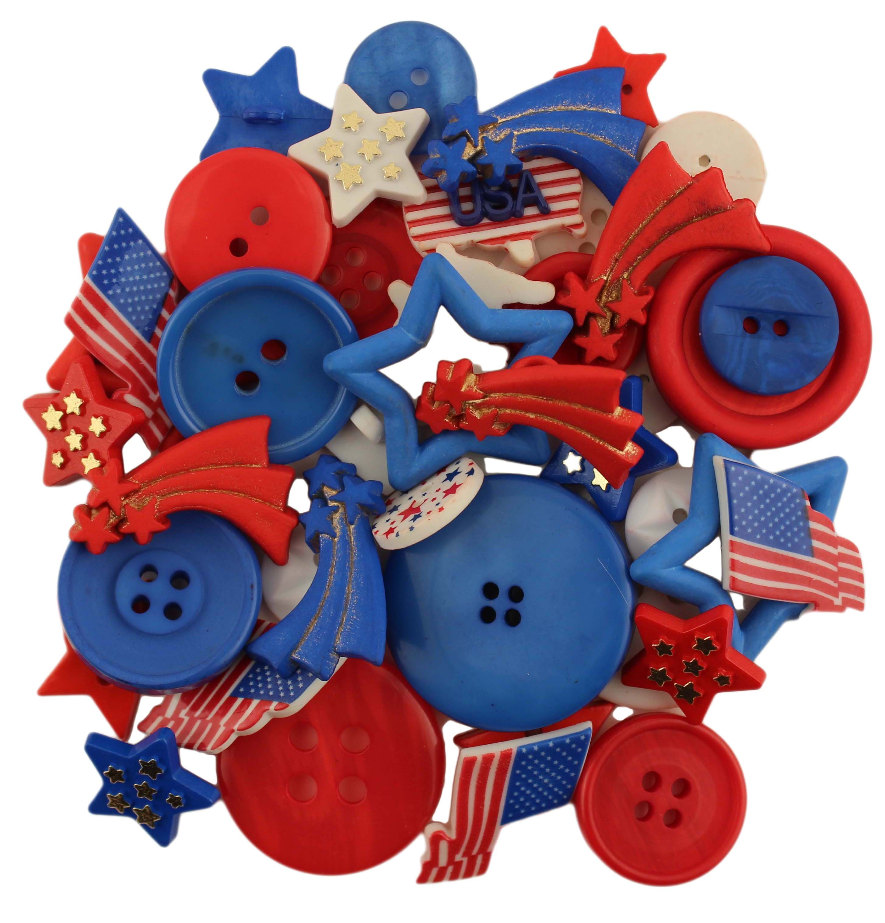 Buttons Galore Value Pack of Buttons for Crafts and SewingPatriotic