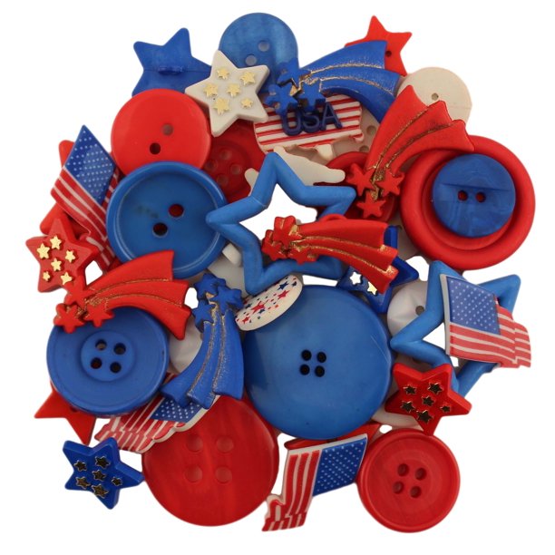 Buttons Galore Value Pack of Buttons for Crafts and SewingPatriotic