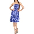 thumbnail image 3 of HAPPY BAY Women's Boho Smocked Mini Swing Beach Dress Tube Top Strapless Dresses for Women L-XL Sapphire, Floral, 3 of 4
