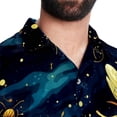 thumbnail image 5 of Starry Bees in the Sky Men's Short Sleeve Poplin Shirt - Casual Printed Button Down Short Summer Beach Shirts Unisex940, 5 of 6