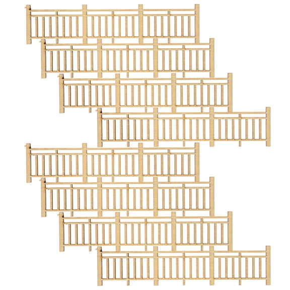 PTOOTP 8-Piece Mini Brown Fence Set for Birdhouses and Garden Decor, Small Model Fence Accessories for Outdoor and Indoor Use