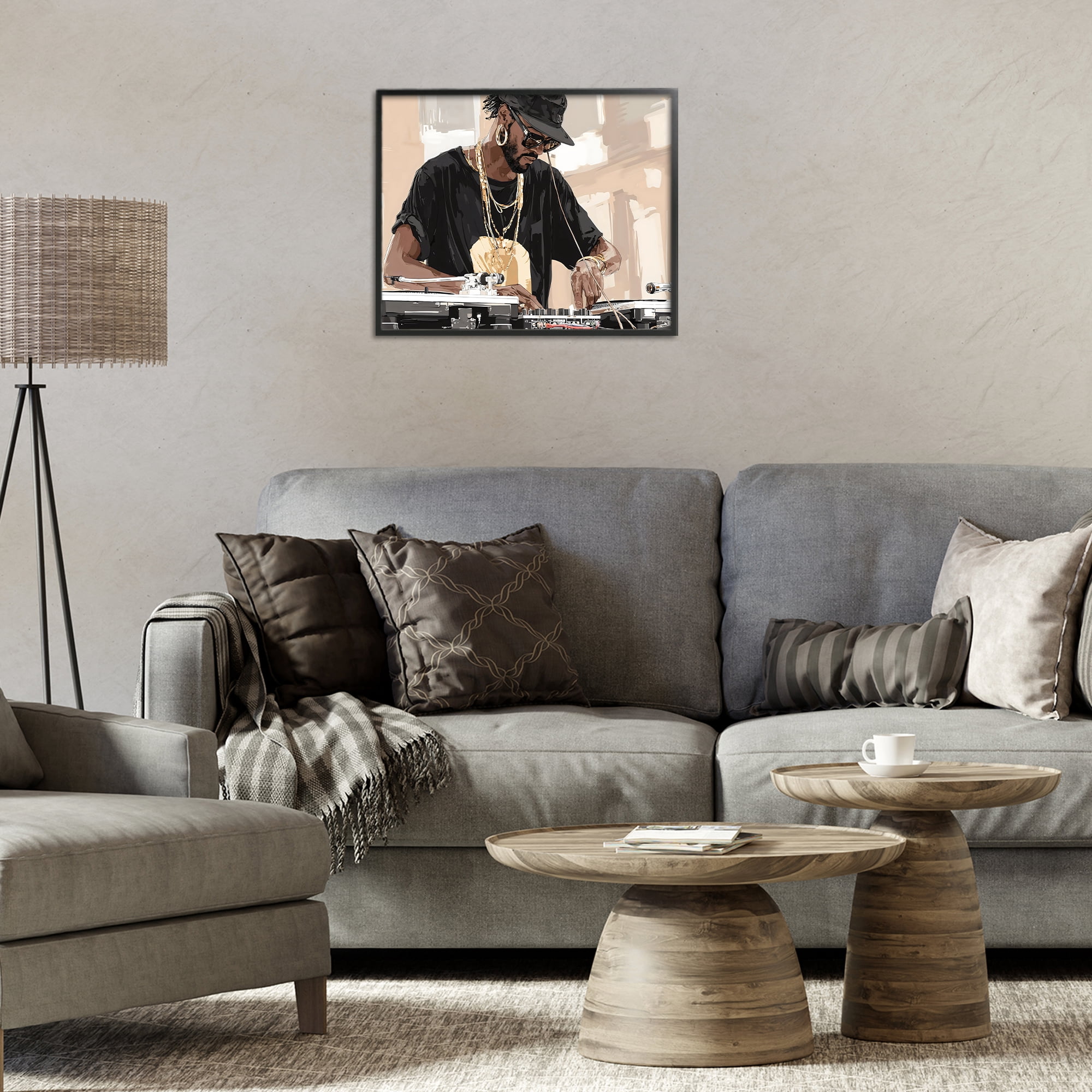 Stupell Industries Timeless DJ with Urban Rhythm Black Framed Giclee Art, design by Franklyn Gregory