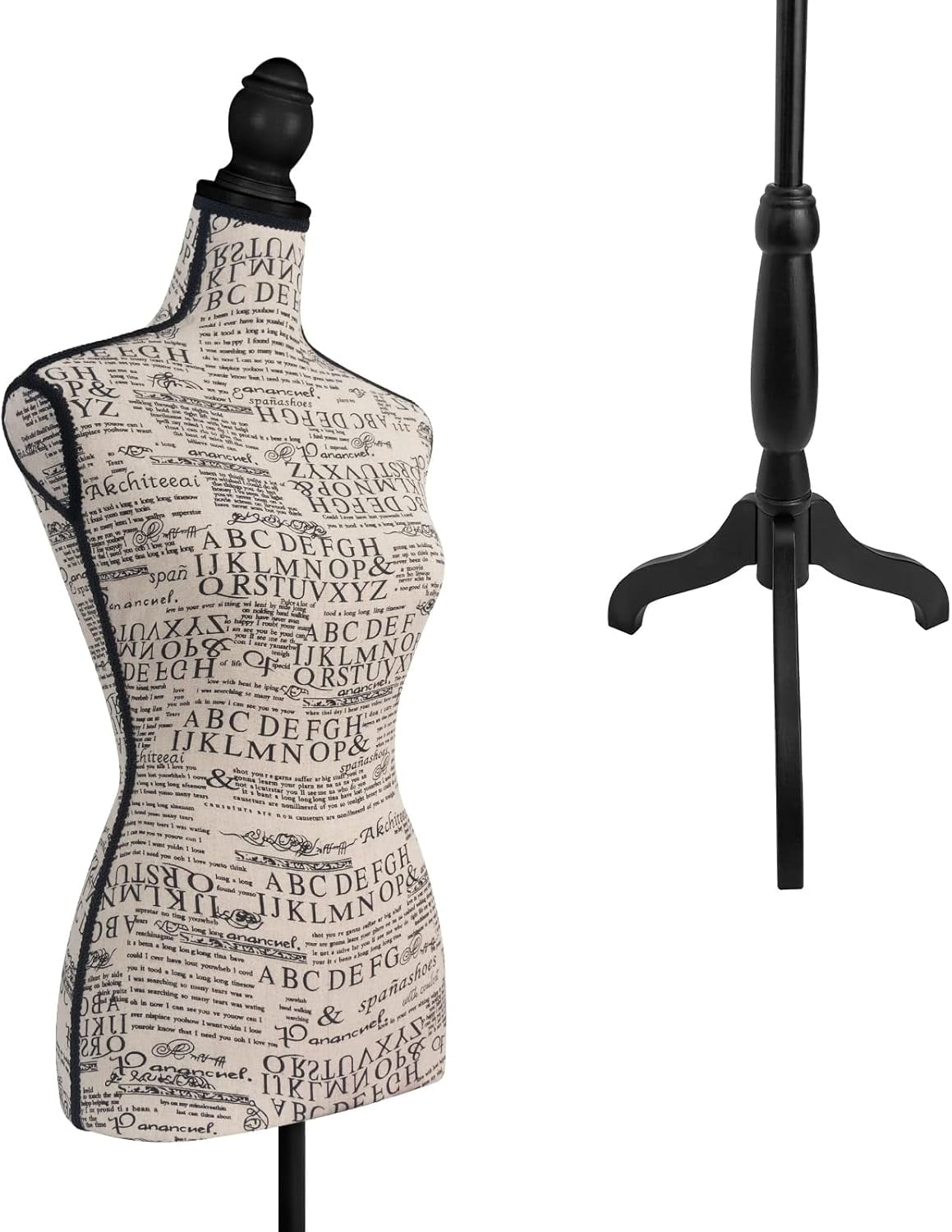 Female Mannequin Body, Dress Form Sewing Mannequin Torso with Adjustable Tripod Stand, Manikin Dressmakers Dress Jewelry Display(Fabric)