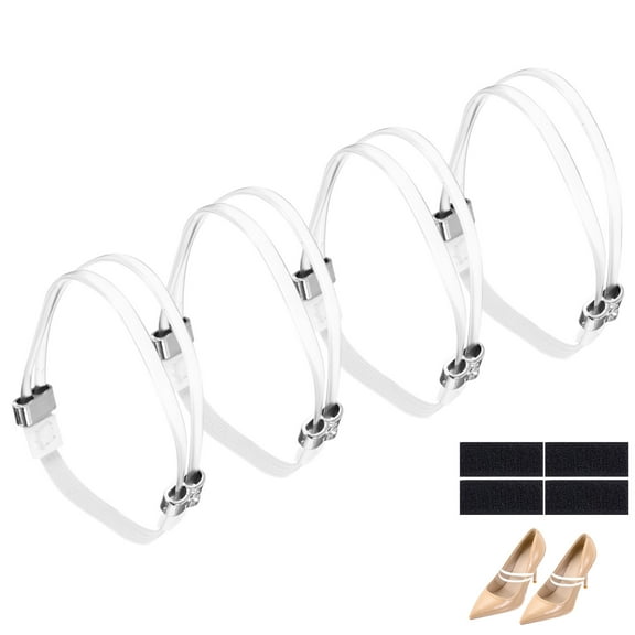 Uxcell 4 Pairs High Heels Shoe Straps, Rhinestone Elastic Shoe Straps Heels Detachable Ankle Straps Replacement Shoelace Crystal for Women Loose Slippers Sandals, Transparent