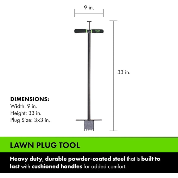 ISP-33 Sod Plugger - Ergonomic & Easy-to-Use Gardening Tool - for Zoysia, St. Augustine, Fescue, or Centipede Grass - Lawn Care with No Digging -  & Sturdy Sod Plugger