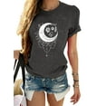 thumbnail image 1 of UKAP Ladies Tops Short Sleeve Tee Moon And Sun Printed T-Shirt Loose Fit Work Tunic Blouse Dark Gray M, 1 of 2