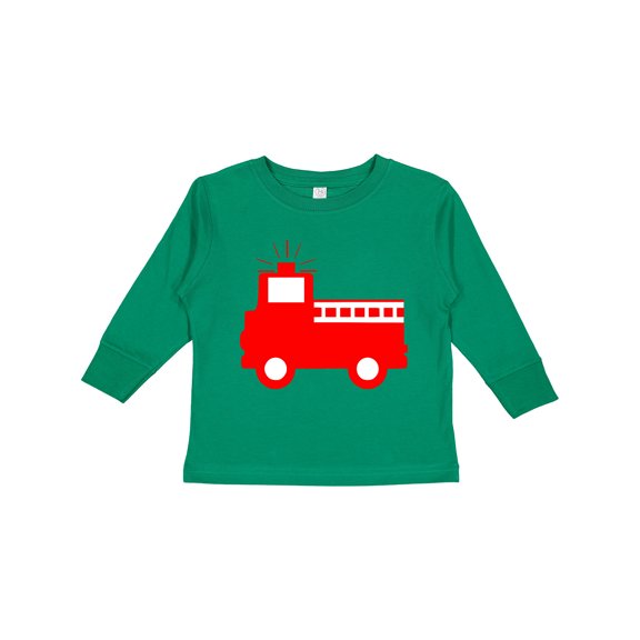 Inktastic Cute Red Firetruck Boys or Girls Long Sleeve Toddler T-Shirt
