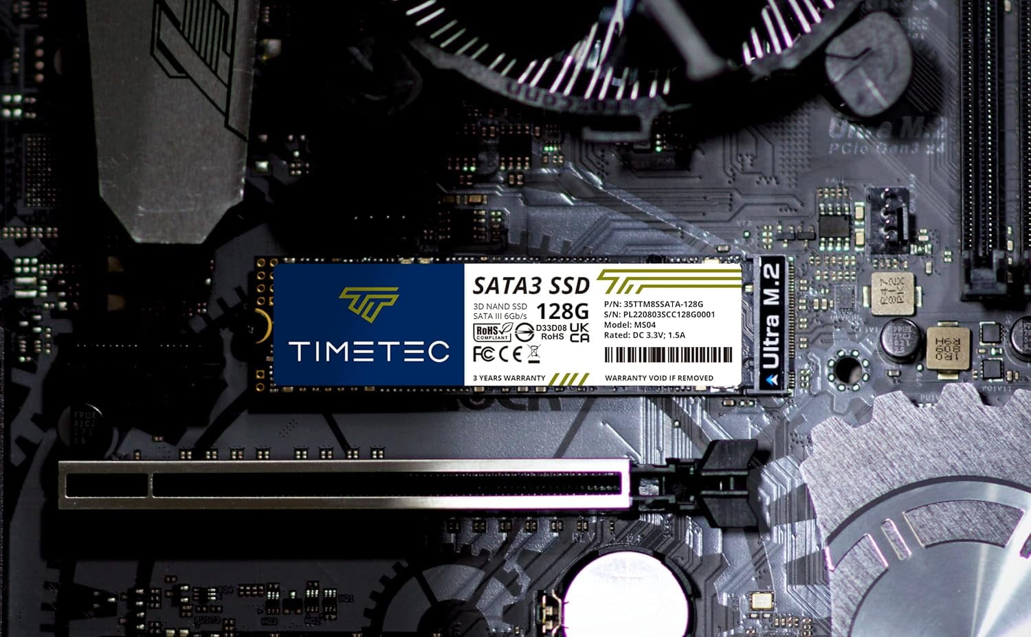 Timetec 128GB SSD 3D and TLC SATA III 6Gb/S M.2 2280 NGFF 64TBW Velocidad de Lectura de hasta 500MB/S SLC Caché Mejora el Rendimiento Unidad Interna de Estado Sólido para Computadora Portátil y de Escritorio (128GB)