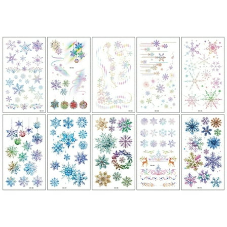 10pcs Snowflake Face Freckle Tattoo Stickers, Waterproof Temporary Freckle Tattoos for Women & Girls Snow Makeup for St. Patrick & Christmas Costume Parties
