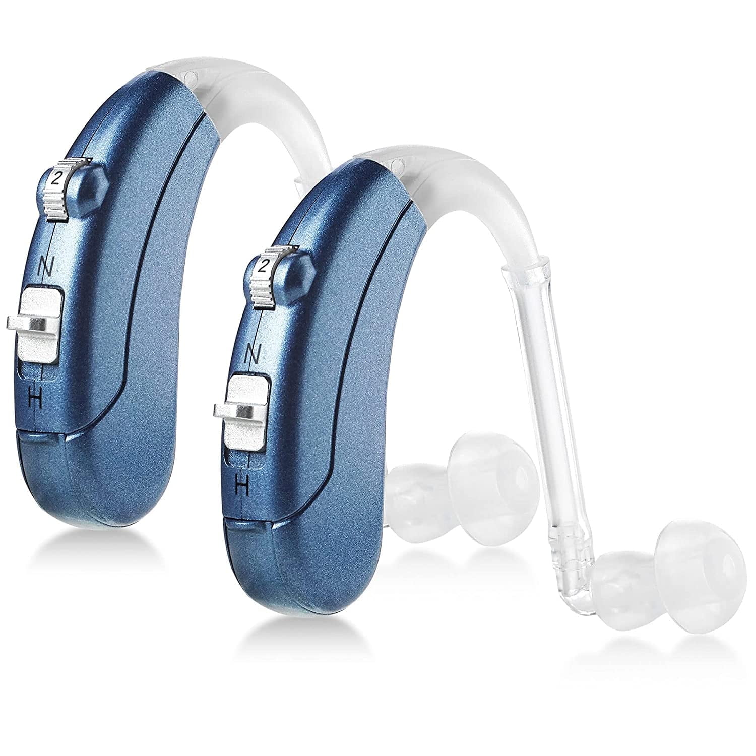 MEDca Digital Hearing Amplifier Pair - Rechargeable - Behind-The-Ear for Adults - Blue