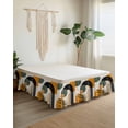 thumbnail image 2 of Boho Middle Century Wrap Around Bed Skirts for Queen Bed 16" Drop,Bed Skirt with Adjustable Elastic Belt Dust Ruffle Bed Valance for Bedroom Hotel Abstract Orange Geometric Leaves Bed Frame Cover, 2 of 7