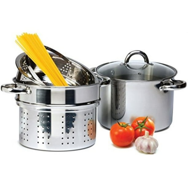 4 pcs stainless steel pasta cooker set 8 qt stock pot with steamer