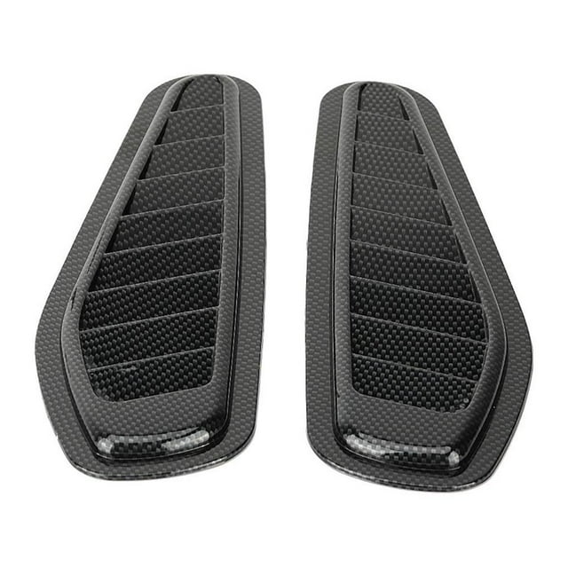 2pcs Carbon Fiber Style Car Air Flow Intake Decorative Scoop Bonnet Vent Hood Cover