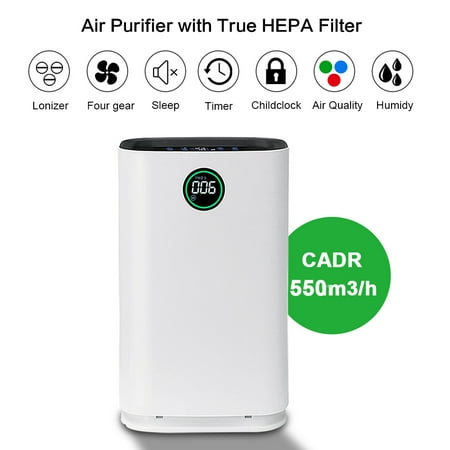 AUGIENB Air Purifier Humidifier with 6 Stage Ture HEPA Filter Ionic for Smoke Odor Dust Remover Anti Allergies,4-Speed