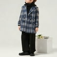 thumbnail image 4 of OGLCCG Boys Double Breasted Peacoat Notched Lapel Collar Wool Blend Plaid Winter Coat with Pockets Fall Winter Long Sleeve Pea Coat 2-15 Years, 4 of 6