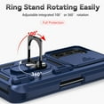thumbnail image 5 of for Samsung Galaxy Z Fold6 Heavy Duty Case, Rugged Military Grade Shockproof Support Magnetic Car Mount Case with Camera Lens Sliding Cover Ring Holder Stand Hinge Protection Case, Blue, 5 of 11