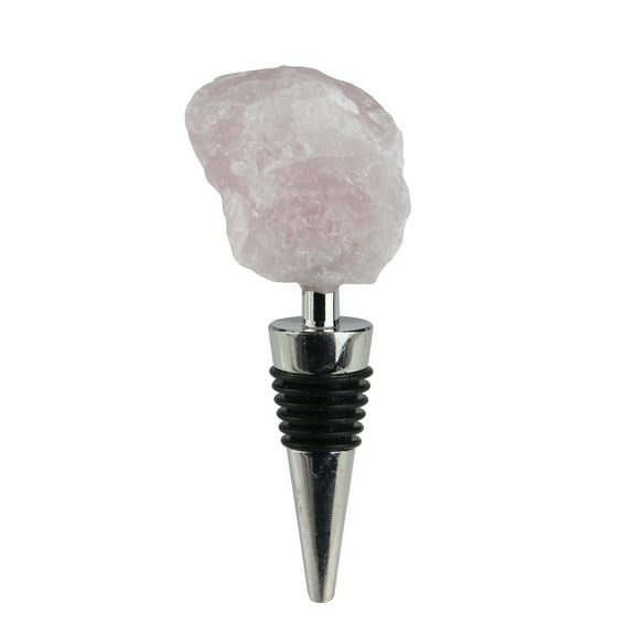 Wild Eye 4.5" Soft Pink Natural Rose Quartz Gem Zinc Alloy Wine Bottle Stopper