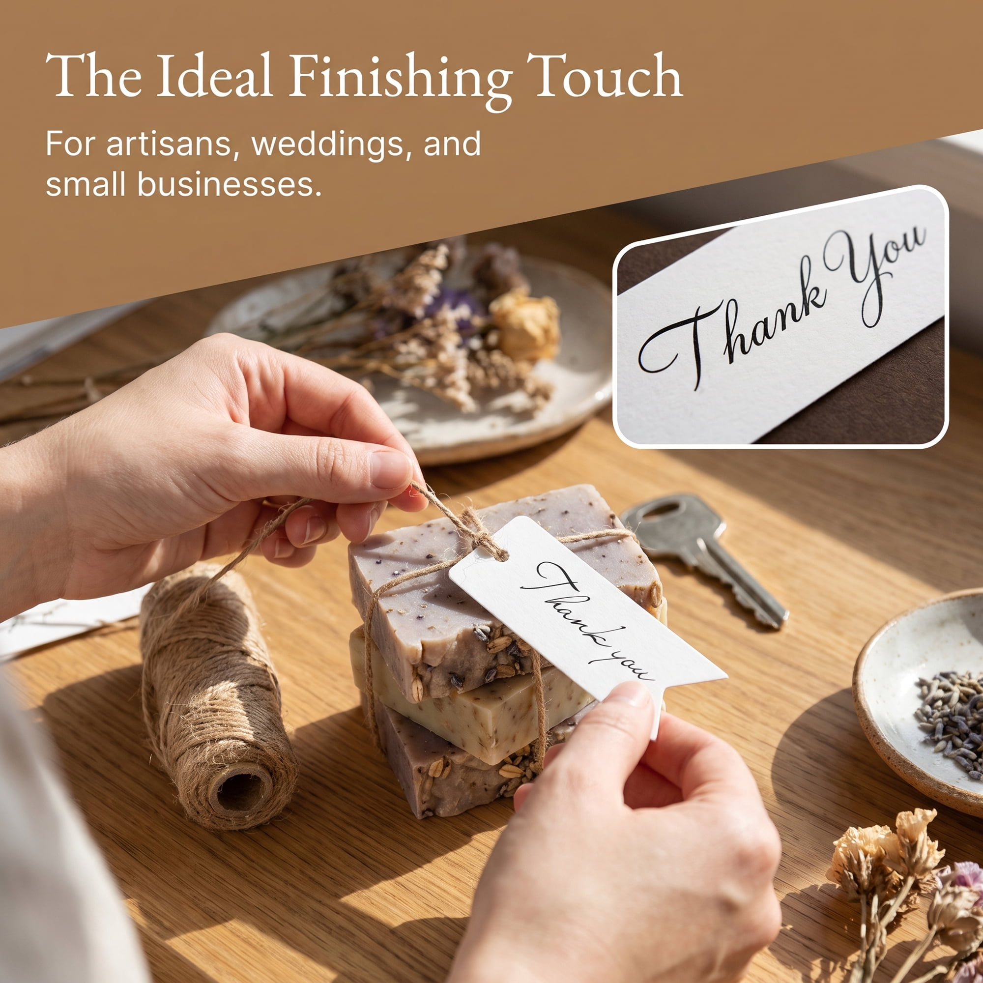 Unique Bargains Gift Tags with Natural Twine for All Occasions 0.8" x 2.8" White Thank You