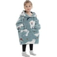 thumbnail image 4 of Drtj Kids Oversized Wearable Blanket Hoodie, Super Soft Warm Comfortable Sweatshirt Pullover Wearable Blanket for Boys Girls, Polar bear,9-12Y, 4 of 9
