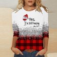 thumbnail image 1 of Pntutb Hauts à Manches Longues pour Femmes Mode pour Femmes Manches Trois Quarts Rétro Col Rond de Noël Imprimé Hauts Amples Blouse Manches Trois Quarts, 1 of 5