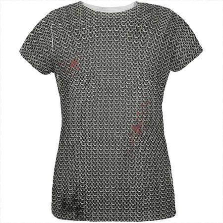 Halloween Battle Damage Chainmail Costume All Over Womens T Shirt