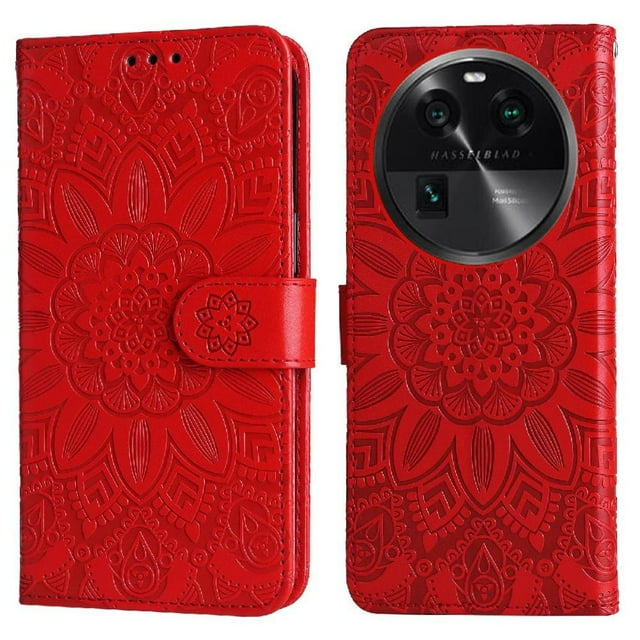 Funda tipo cartera GANGXUN para OPPO Find X6 , diseño girasol, cuero PU, soporte, cierre magnético, tarjetero