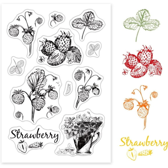 Strawberry Clear Stamp Silicone Transparent Stamps for Card Making Decoration and DIY Scrapbooking Mixed Color