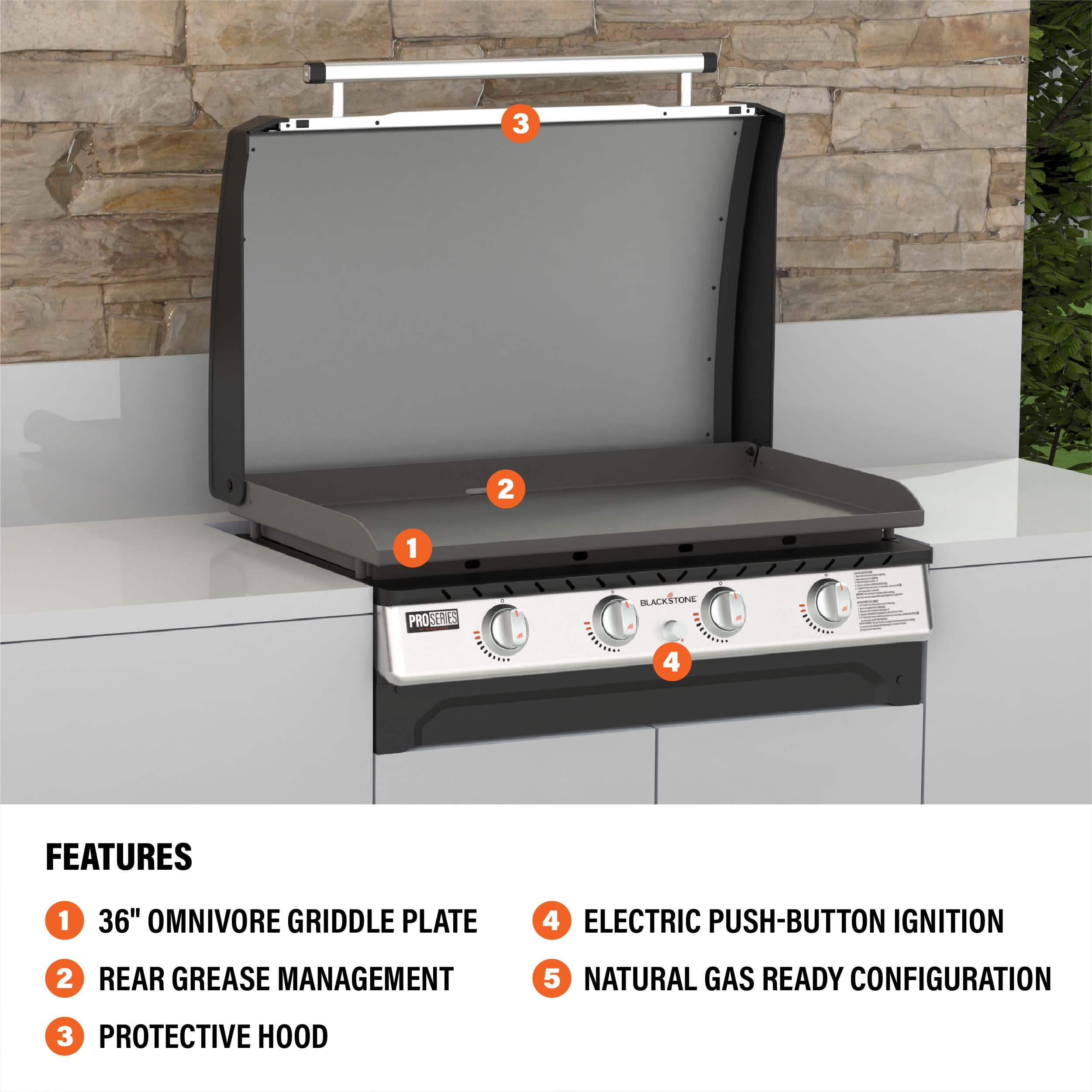 Blackstone Pro Series 4-Burner 36" Omnivore Natural Gas Drop-in Griddle