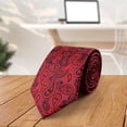 thumbnail image 2 of Men's Jacquard Woven Tie, Floral Paisley Pattern Wedding Necktie, Classic 3.15" Width, 2 of 2