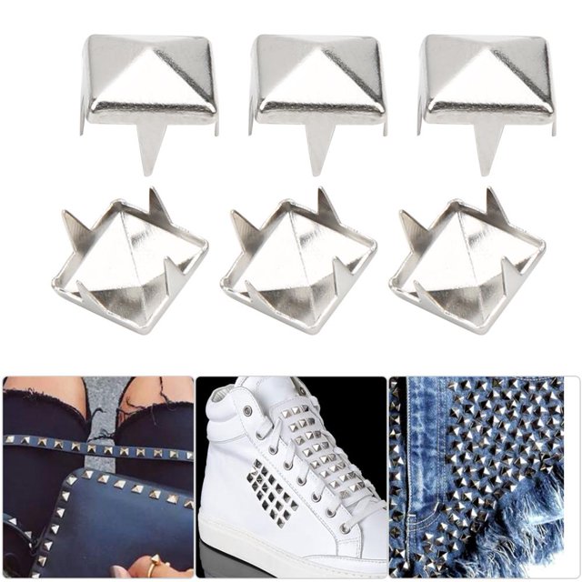 Cergrey Square Spike Rivets,400 Sets 4MM-7MM DIY Leathercraft Spike Rivets Square Spike Studs Bags Shoes Belt Accessories,Spike Rivets